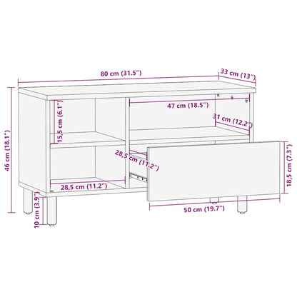 TV-Schrank Braun 80x33x46 cm Massivholz Mango