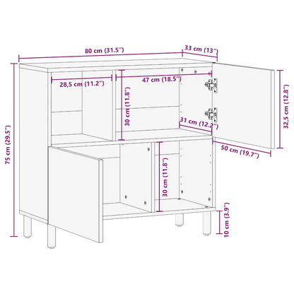 Sideboard Braun 80x33x75 cm Massivholz Mango