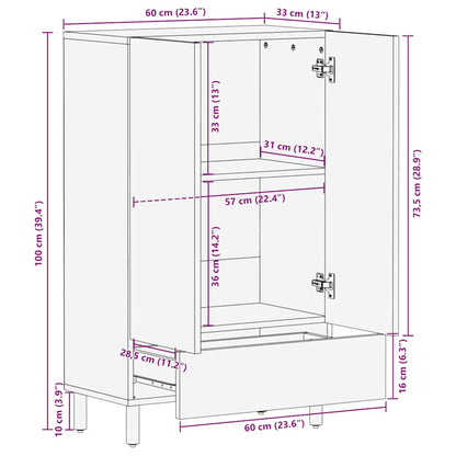 Highboard Braun 60x33x100 cm Massivholz Mango