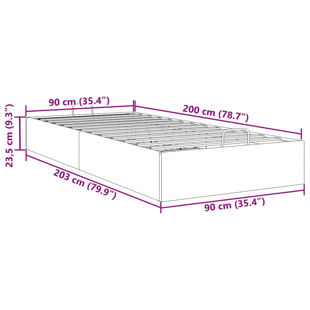 Ottoman-Bett ohne Matratze Schwarz 90x200 cm Kunstleder