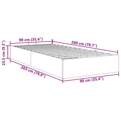 Ottoman-Bett ohne Matratze Schwarz 90x200 cm Kunstleder