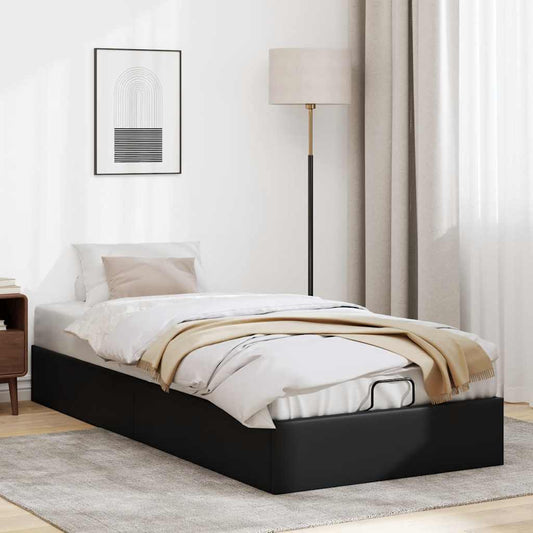 Ottoman-Bett ohne Matratze Schwarz 90x200 cm Kunstleder