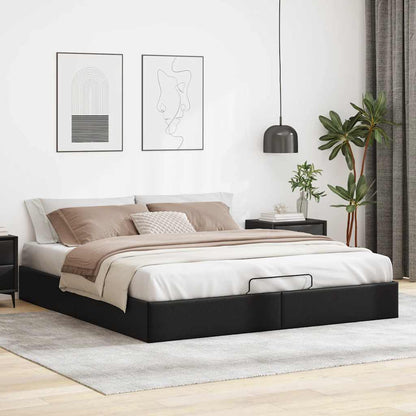 Ottoman-Bett ohne Matratze Schwarz 180x200 cm Kunstleder