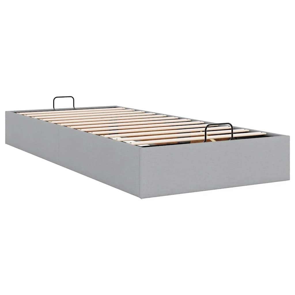 Ottoman-Bett ohne Matratze Hellgrau 100x200 cm Stoff