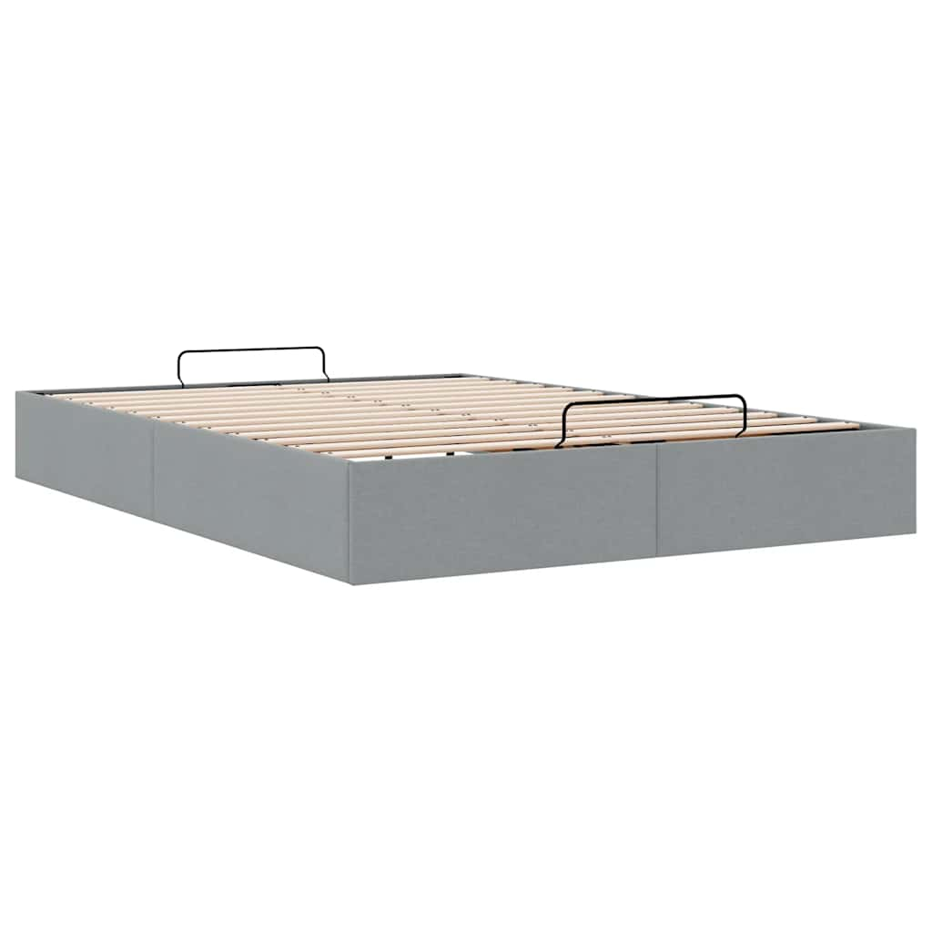 Ottoman-Bett ohne Matratze Hellgrau 140x200 cm Stoff