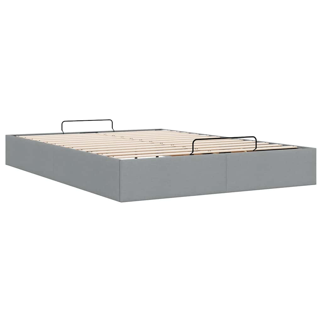 Ottoman-Bett ohne Matratze Hellgrau 140x200 cm Stoff