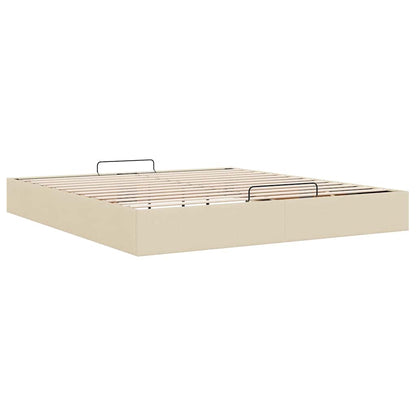 Ottoman-Bett ohne Matratze Creme 160x200 cm Stoff