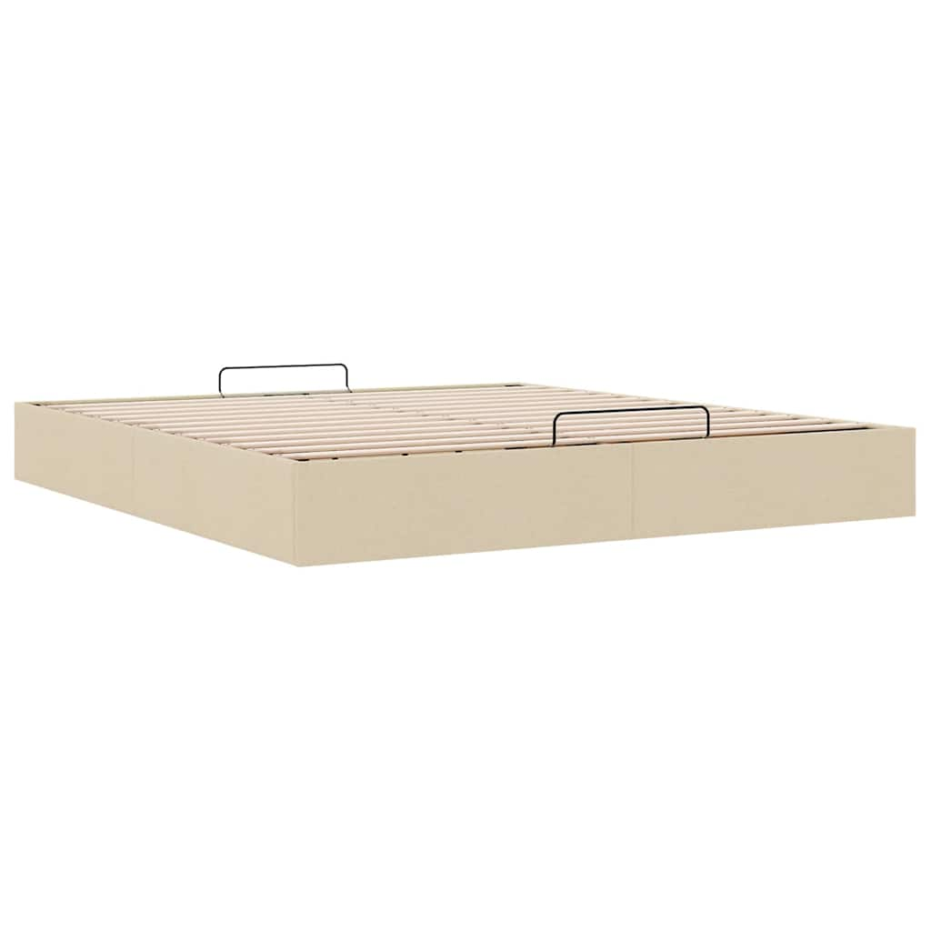 Ottoman-Bett ohne Matratze Creme 160x200 cm Stoff