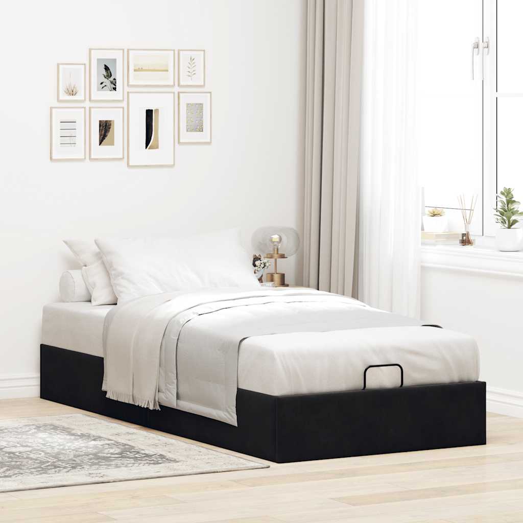 Ottoman-Bett ohne Matratze Schwarz 80x200 cm Samt