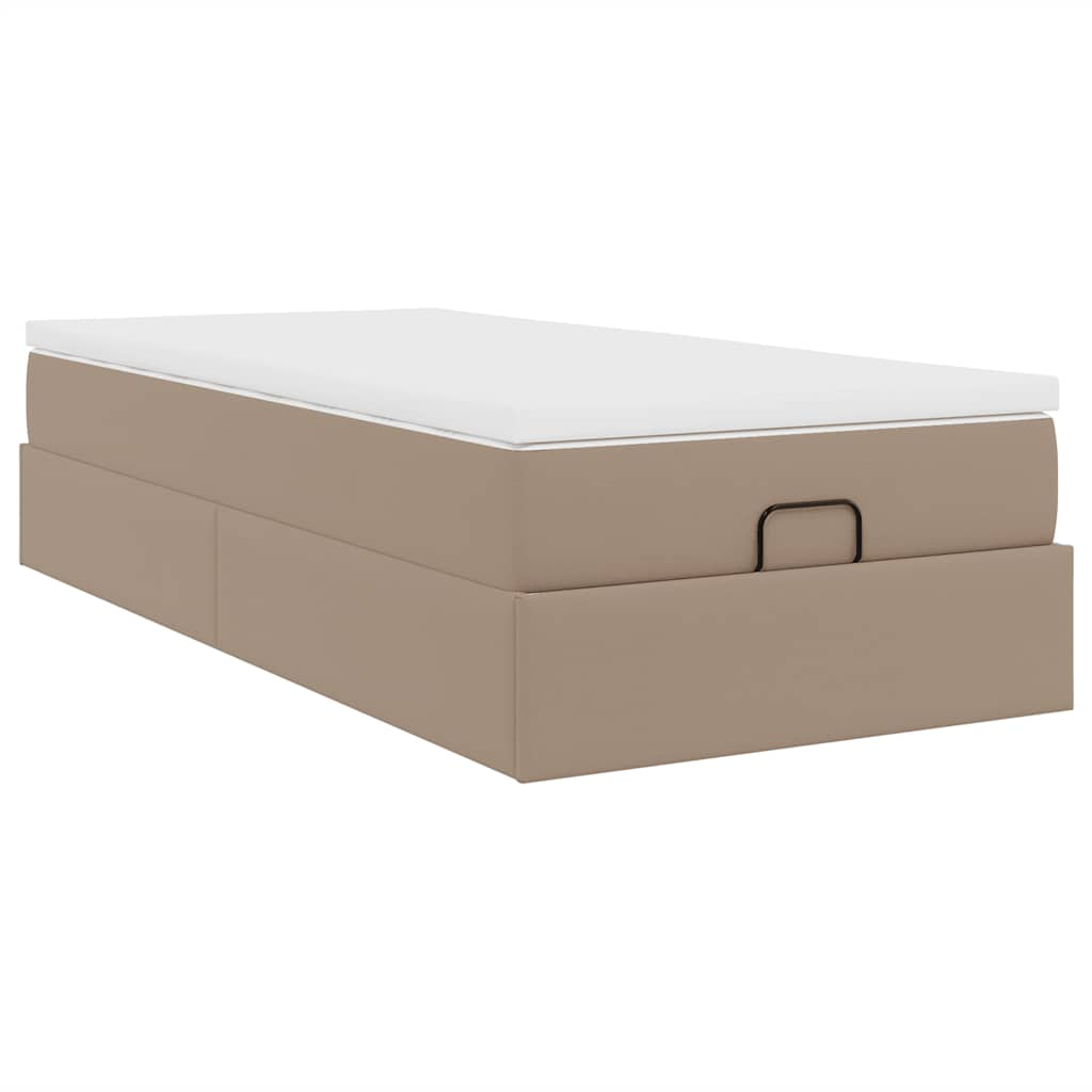 Ottoman-Bett mit Matratze Cappuccino-Braun 80x200 cm Kunstleder