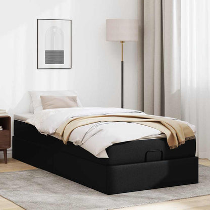 Ottoman-Bett mit Matratze Schwarz 90x190 cm Kunstleder