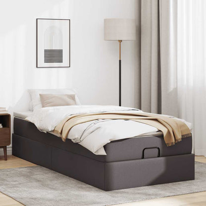 Ottoman-Bett mit Matratze Grau 90x200 cm Kunstleder