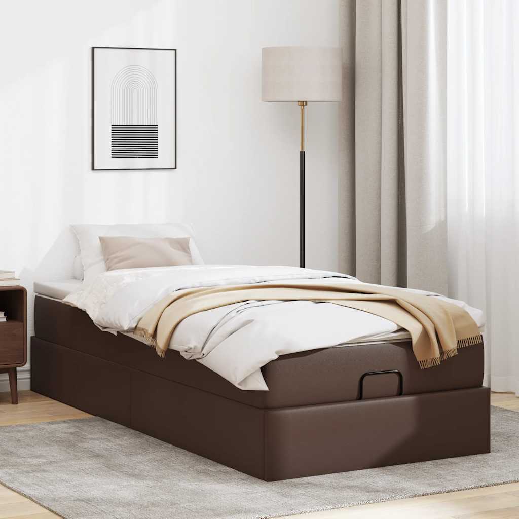 Ottoman-Bett mit Matratze Braun 100x200 cm Kunstleder