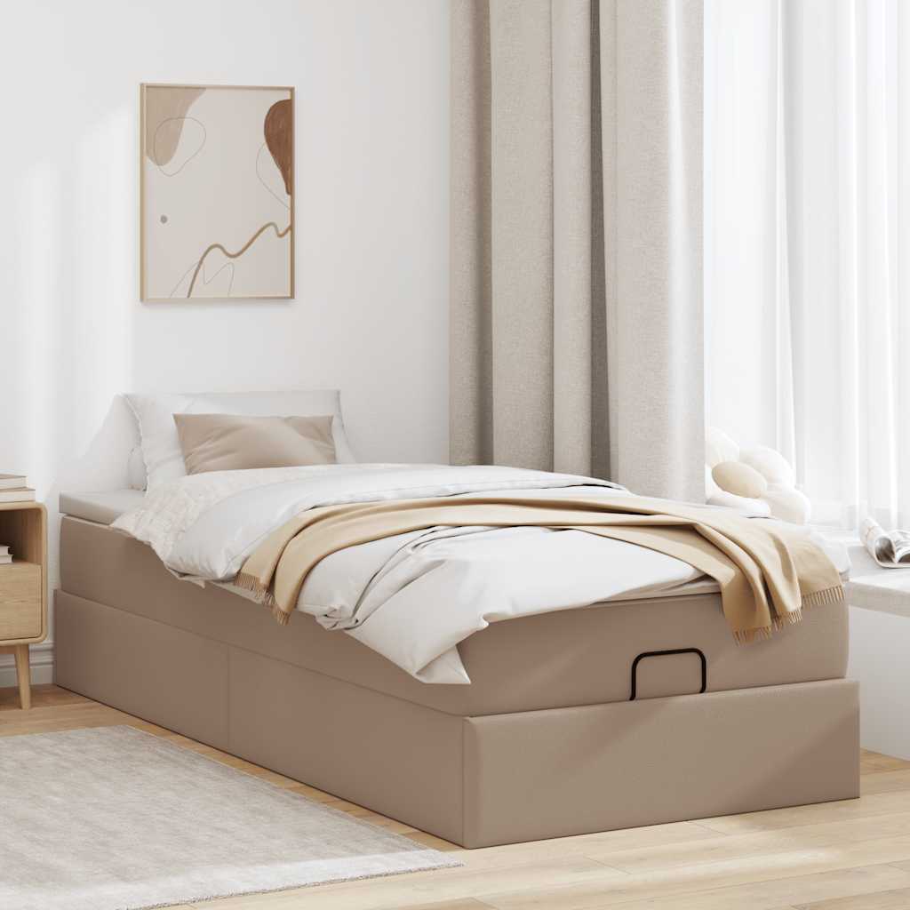 Ottoman-Bett mit Matratze Cappuccino-Braun 100x200cm Kunstleder