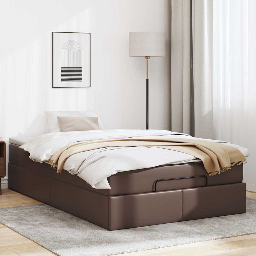 Ottoman-Bett mit Matratze Braun 120x200 cm Kunstleder