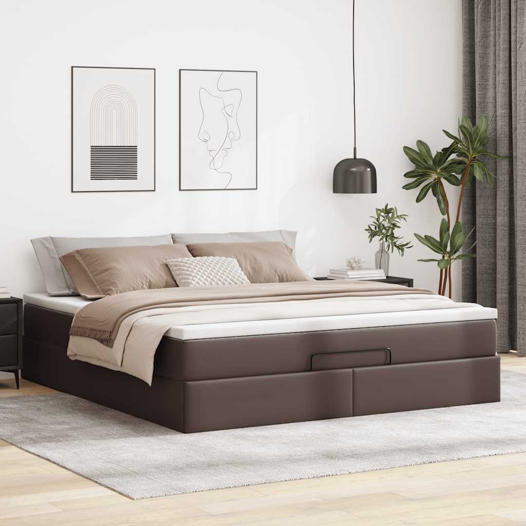 Ottoman-Bett mit Matratze Braun 160x200 cm Kunstleder