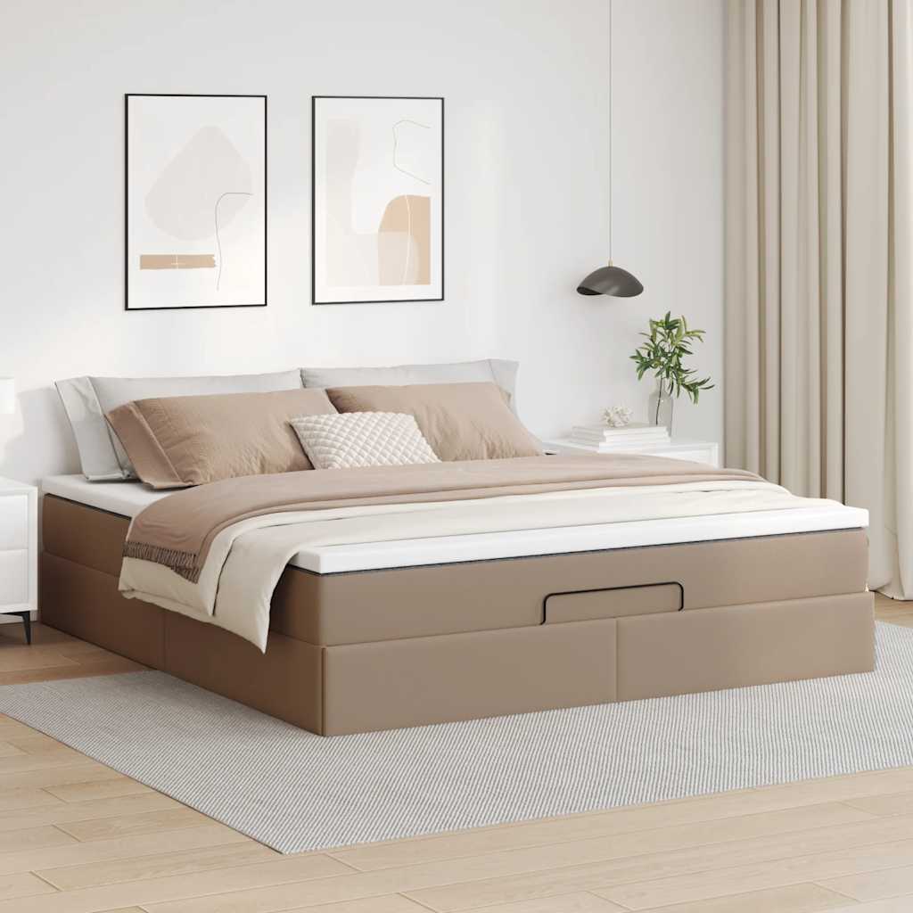 Ottoman-Bett mit Matratze Cappuccino-Braun 180x200cm Kunstleder