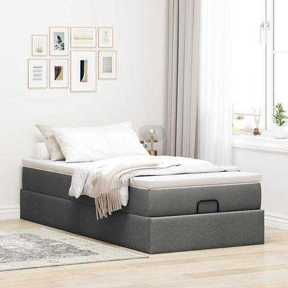 Ottoman-Bett mit Matratze Dunkelgrau 90x200 cm Stoff