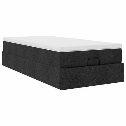 Ottoman-Bett mit Matratze Schwarz 90x200 cm Stoff