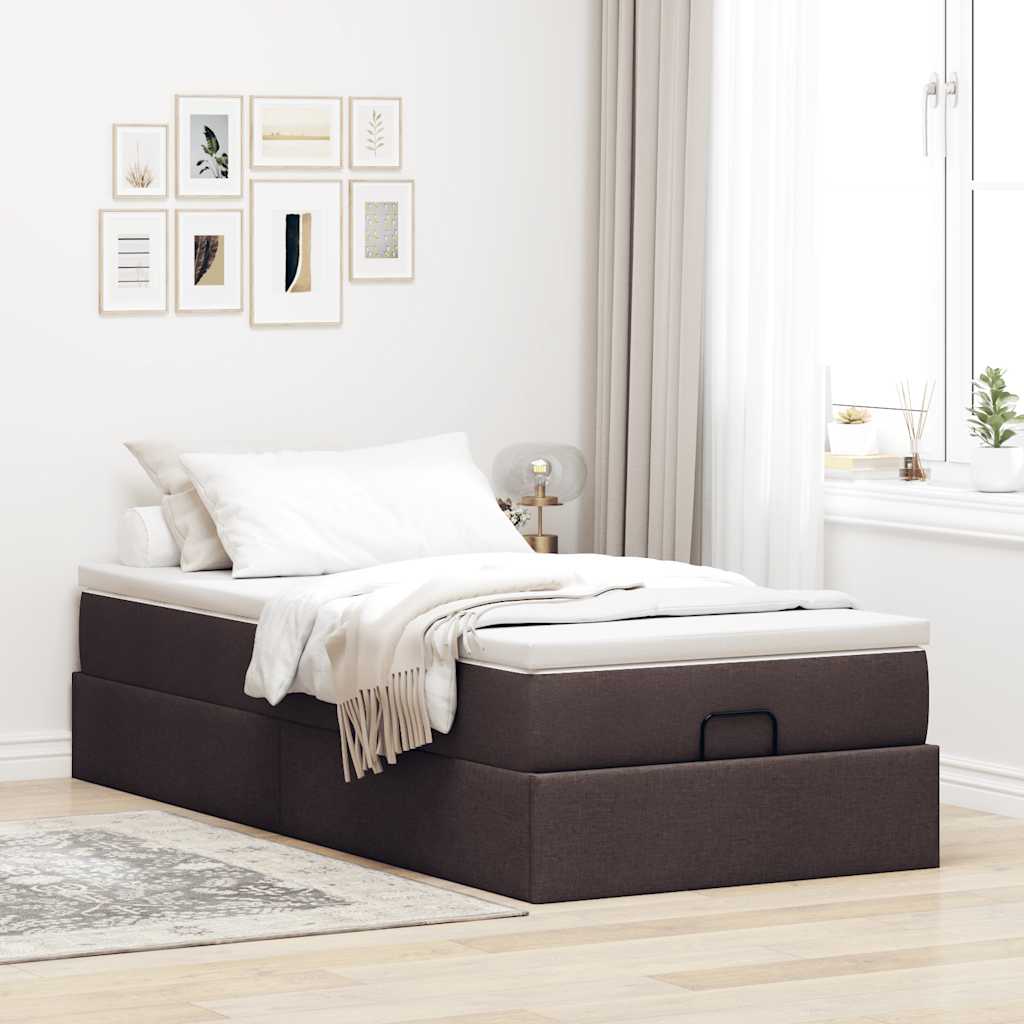 Ottoman-Bett mit Matratze Dunkelbraun 100x200 cm Stoff