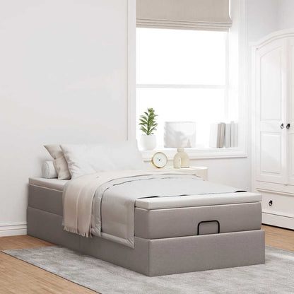 Ottoman-Bett mit Matratze Taupe 100x200 cm Stoff