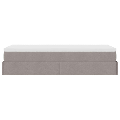 Ottoman-Bett mit Matratze Taupe 100x200 cm Stoff