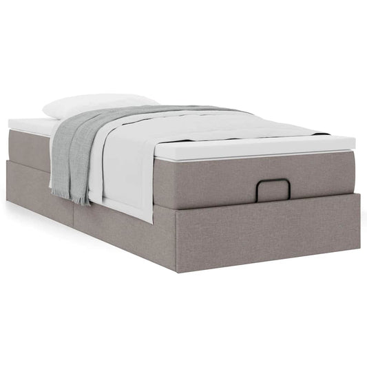 Ottoman-Bett mit Matratze Taupe 100x200 cm Stoff