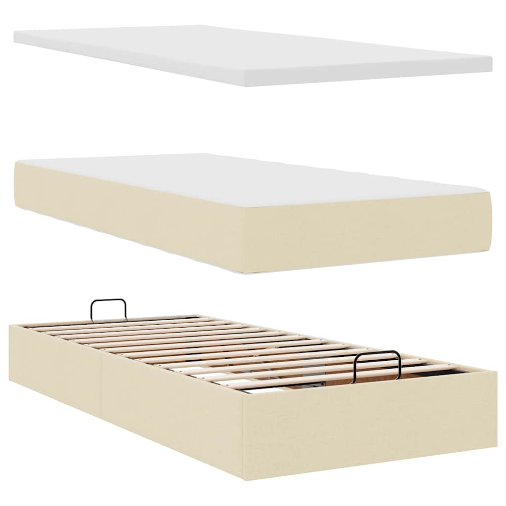 Ottoman-Bett mit Matratze Creme 100x200 cm Stoff