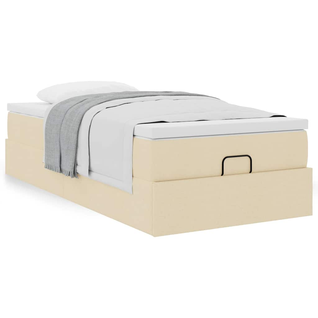 Ottoman-Bett mit Matratze Creme 100x200 cm Stoff