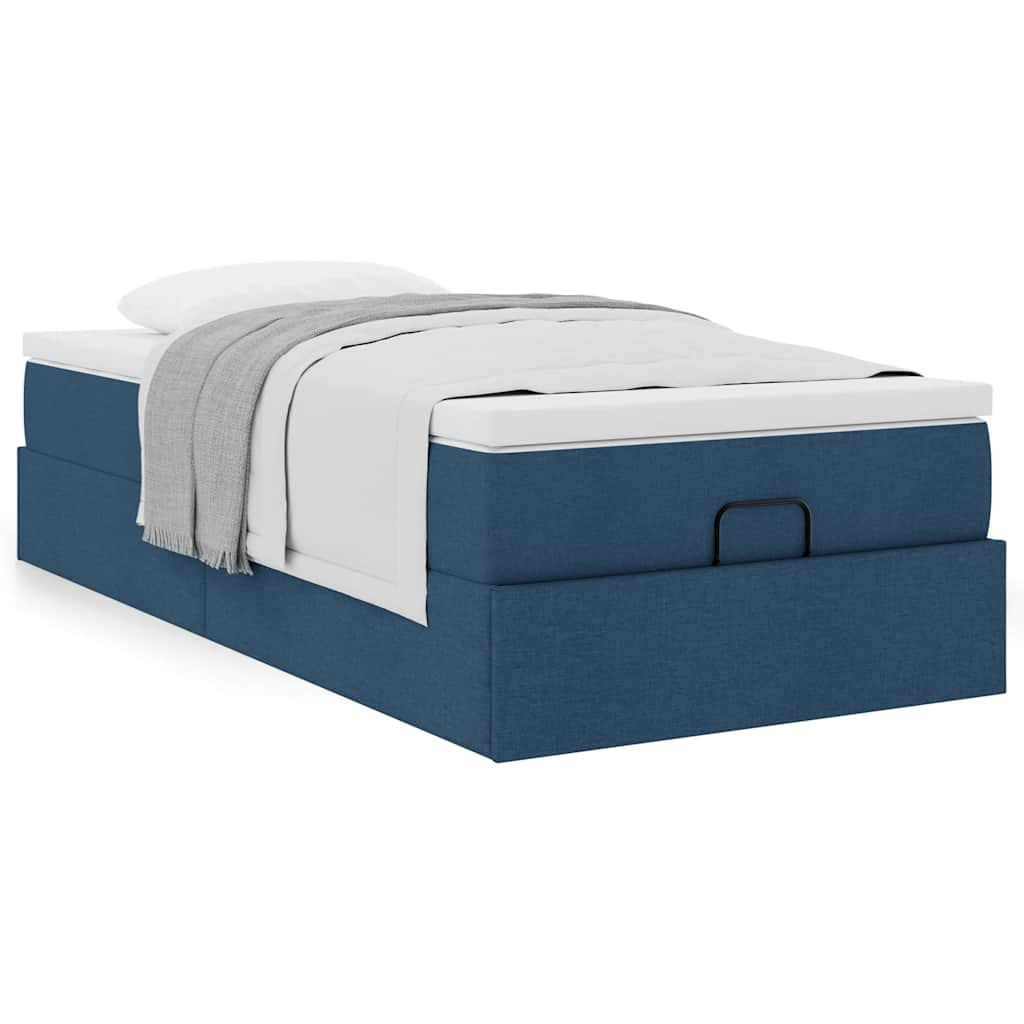 Ottoman-Bett mit Matratze Blau 100x200 cm Stoff