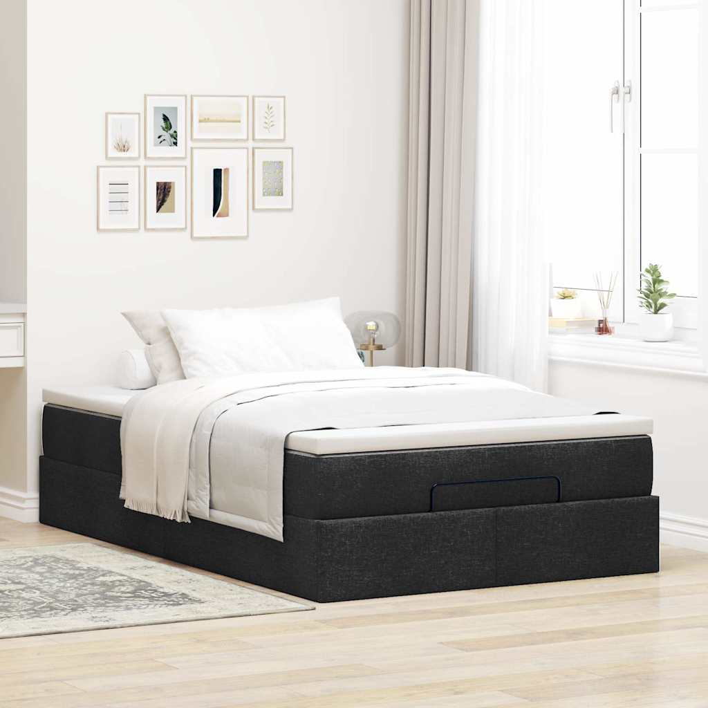 Ottoman-Bett mit Matratze Schwarz 120x190 cm Stoff