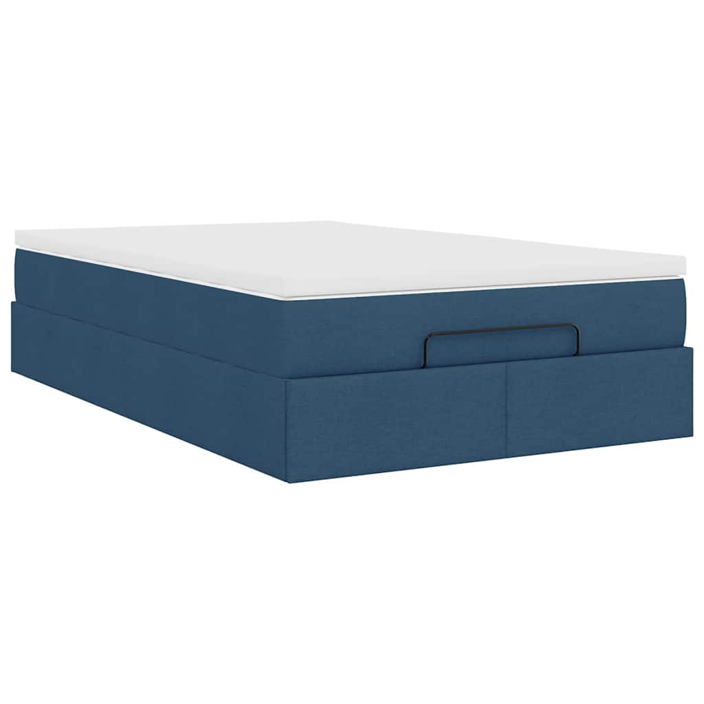 Ottoman-Bett mit Matratze Blau 120x190 cm Stoff