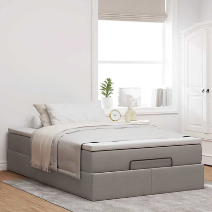 Ottoman-Bett mit Matratze Taupe 120x200 cm Stoff