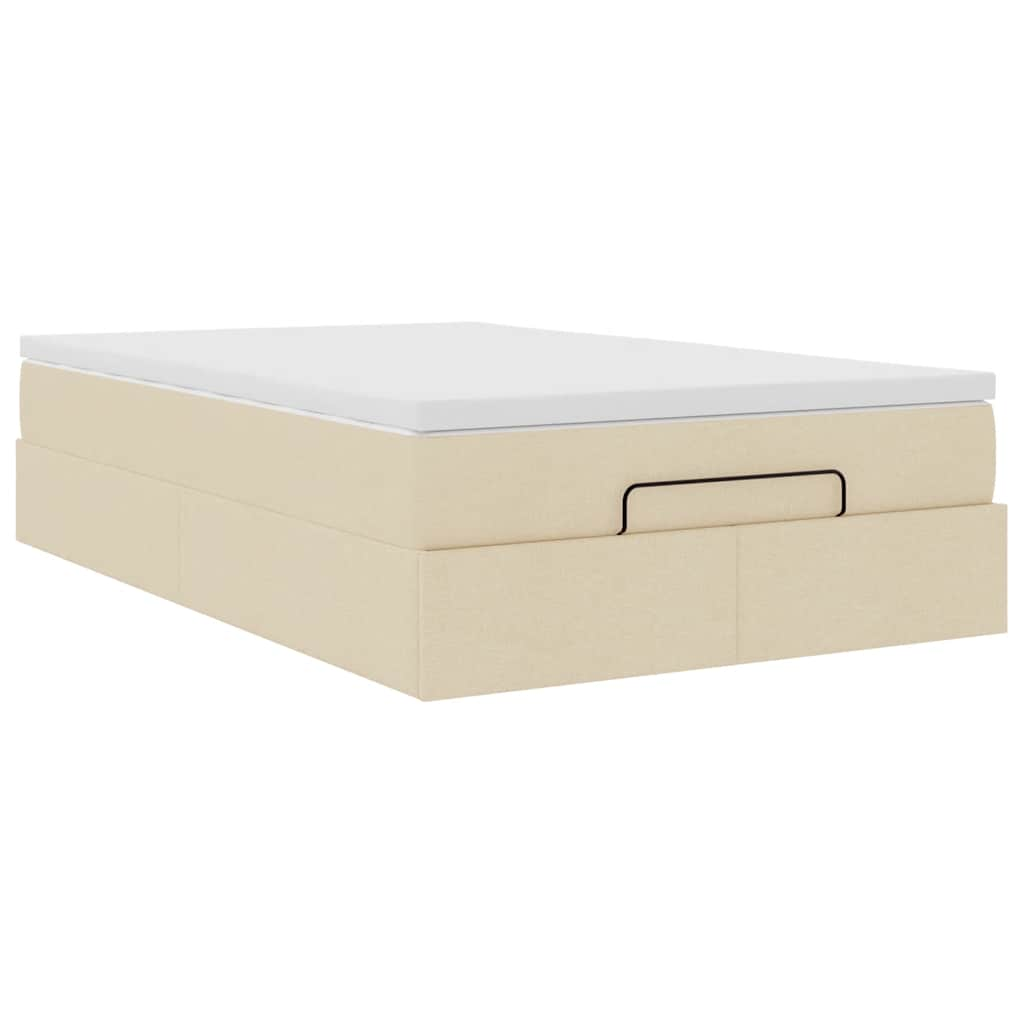 Ottoman-Bett mit Matratze Creme 120x200 cm Stoff