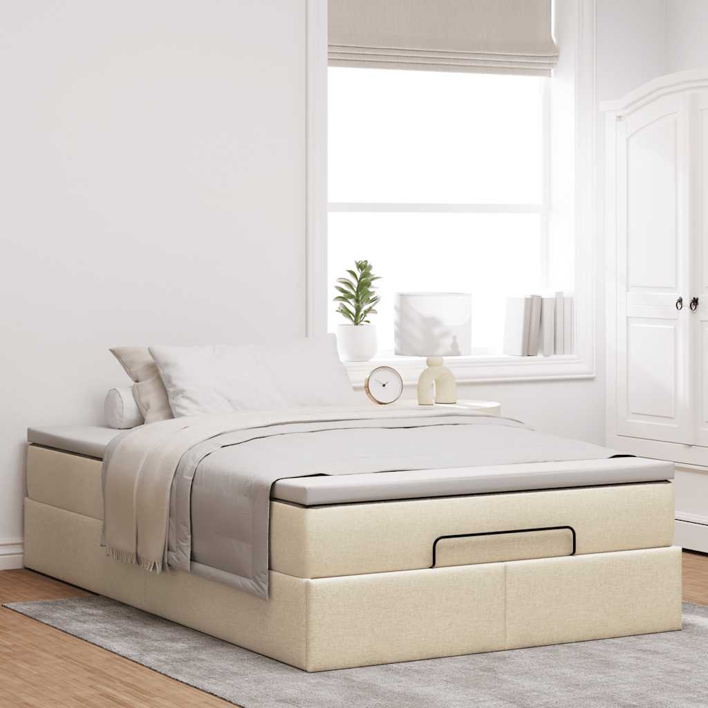 Ottoman-Bett mit Matratze Creme 120x200 cm Stoff