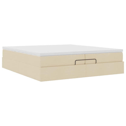 Ottoman-Bett mit Matratzen Creme 200x200 cm Stoff