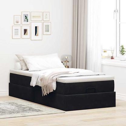 Ottoman-Bett mit Matratze Schwarz 80x200 cm Samt