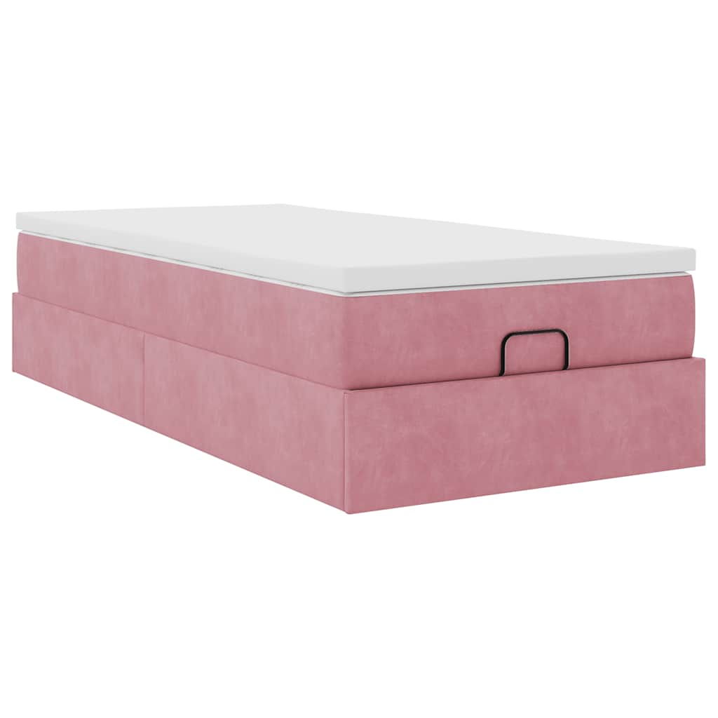 Ottoman-Bett mit Matratze Rosa 80x200 cm Samt