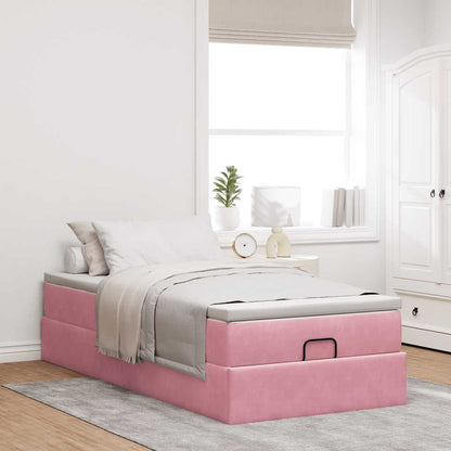 Ottoman-Bett mit Matratze Rosa 80x200 cm Samt