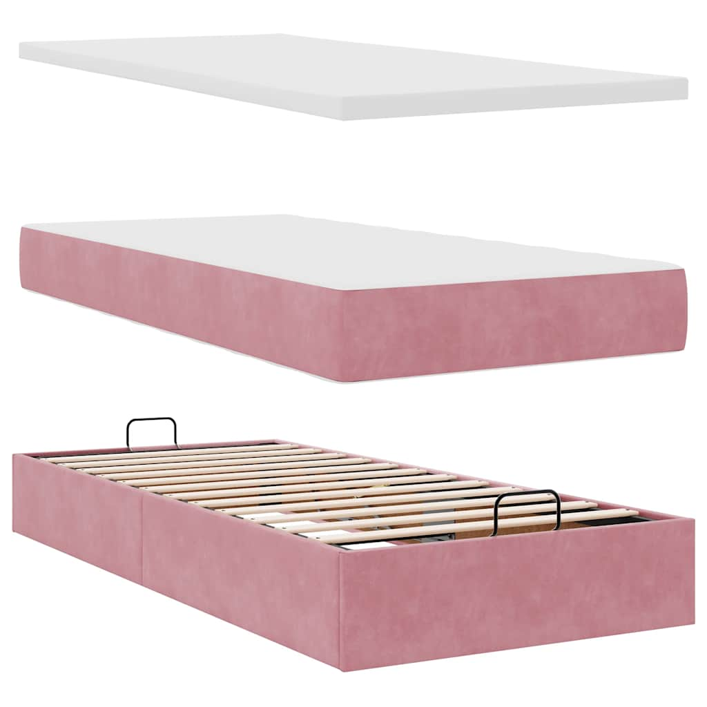 Ottoman-Bett mit Matratze Rosa 80x200 cm Samt