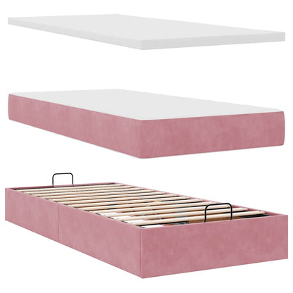 Ottoman-Bett mit Matratze Rosa 80x200 cm Samt