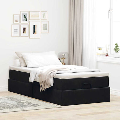 Ottoman-Bett mit Matratze Schwarz 90x200 cm Samt