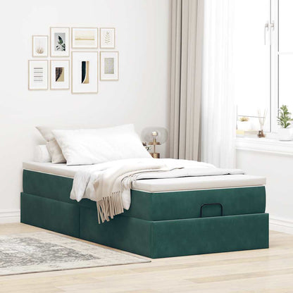 Ottoman-Bett mit Matratze Dunkelgrün 90x200 cm Samt