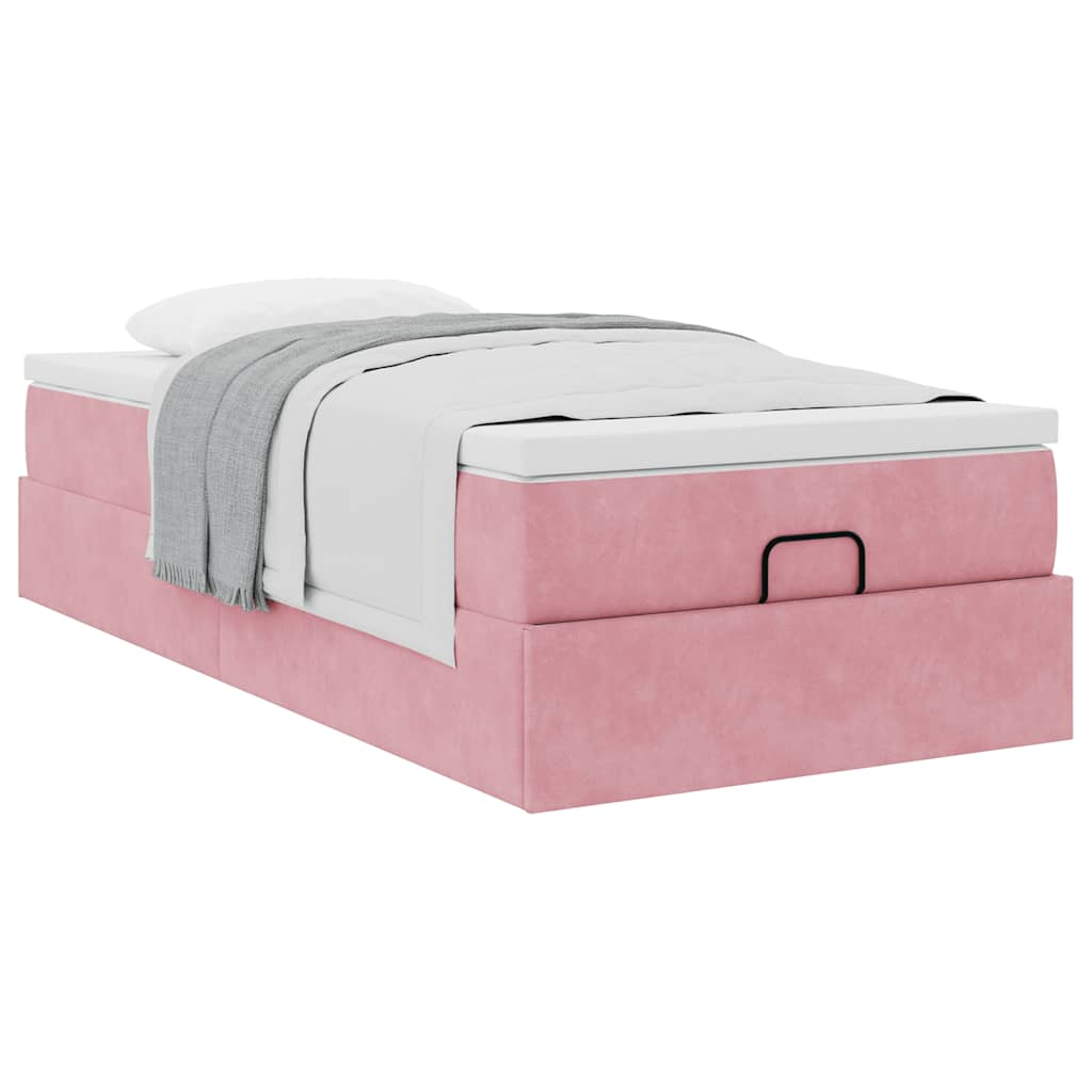 Ottoman-Bett mit Matratze Rosa 90x200 cm Samt