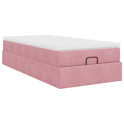 Ottoman-Bett mit Matratze Rosa 90x200 cm Samt