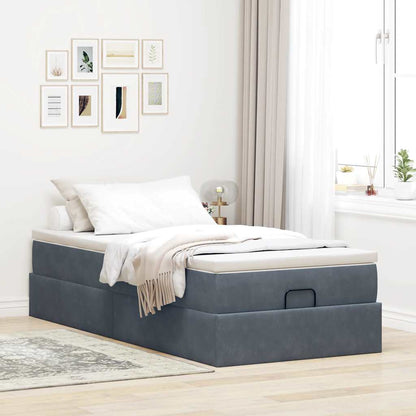 Ottoman-Bett mit Matratze Dunkelgrau 100x200 cm Samt