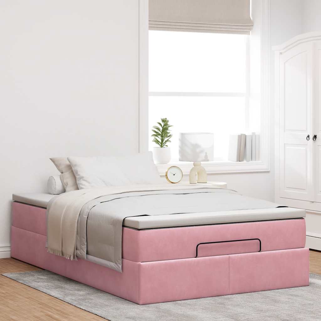 Ottoman-Bett mit Matratze Rosa 120x190 cm Samt