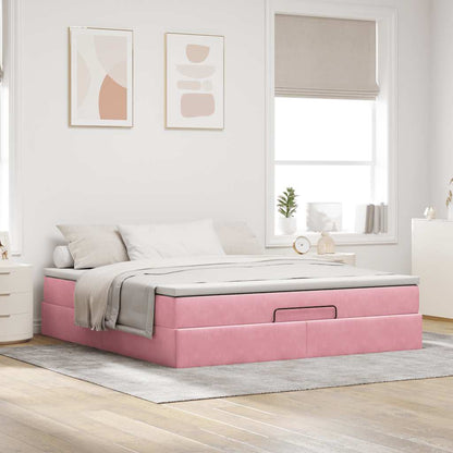 Ottoman-Bett mit Matratze Rosa 180x200 cm Samt