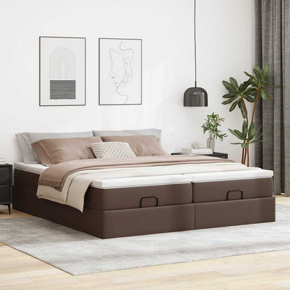 Ottoman-Bett mit Matratzen Braun 180x200 cm Kunstleder