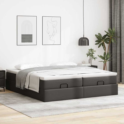 Ottoman-Bett mit Matratzen Schwarz 200x200 cm Kunstleder